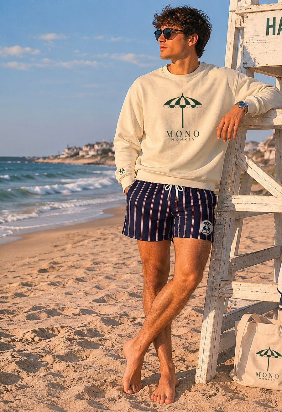 Riviera Stripe Swim Short - Navy Red Stripe | Mono Monkey Originals