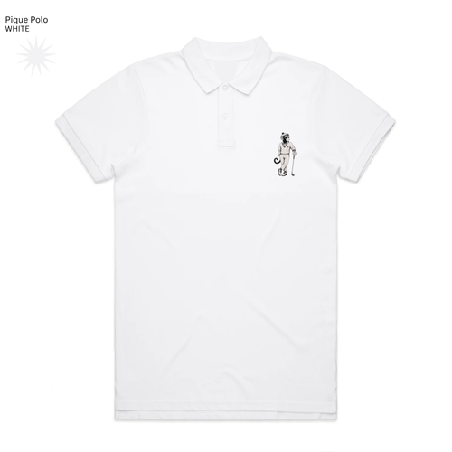 Monkey Golfer Piqué Polo - White