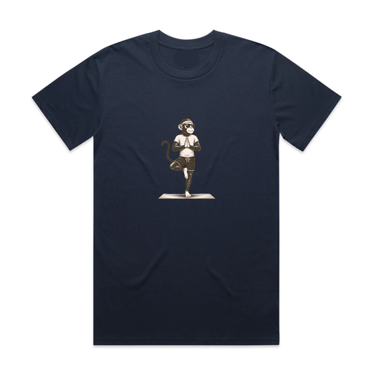 Mono Monkey Tree Pose Tee - Navy