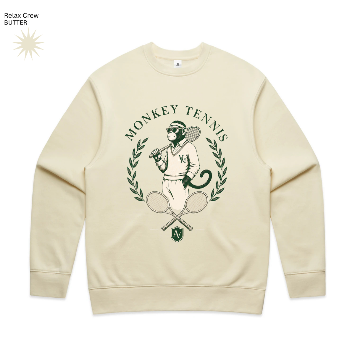 MONO MONKEY Tennis Crest Relax Crew - Butter